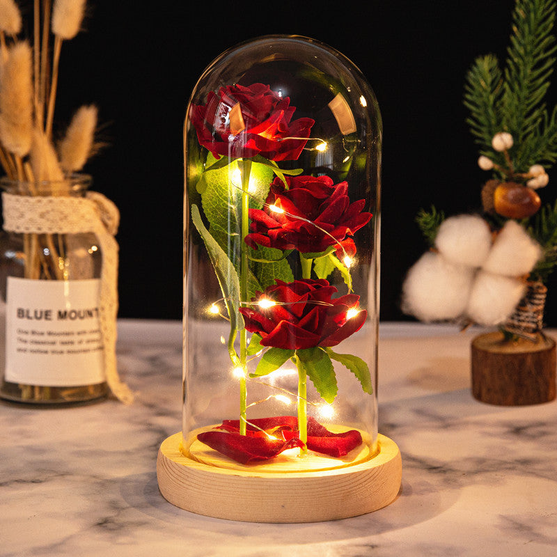 Rose Eternelle sous cloche avec Led