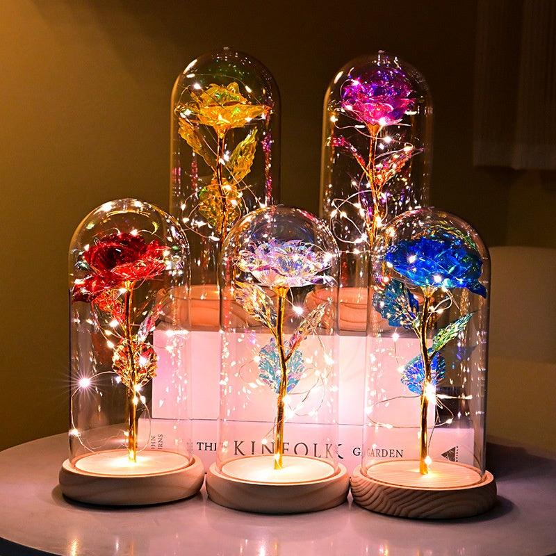 Rose en Metal sous cloche