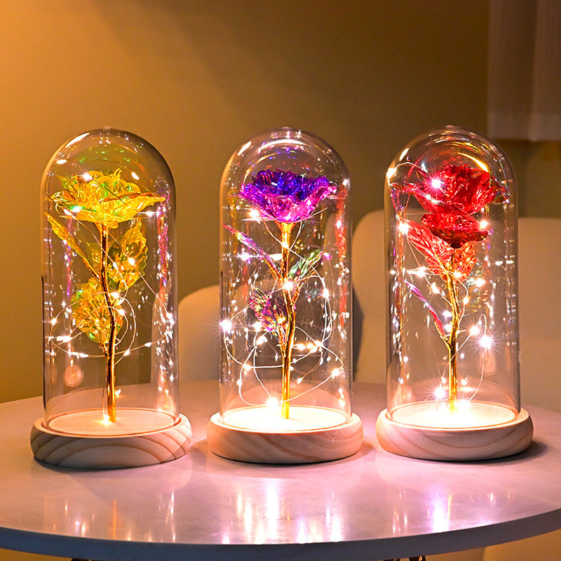 Rose en Metal sous cloche