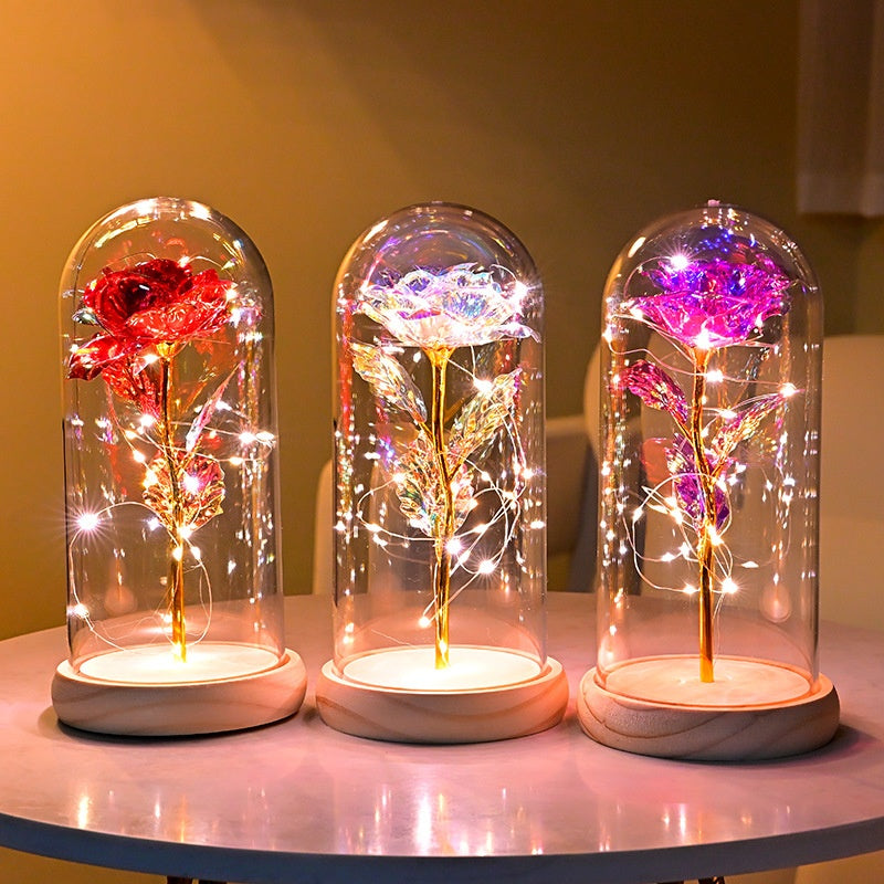 Rose en Metal sous cloche