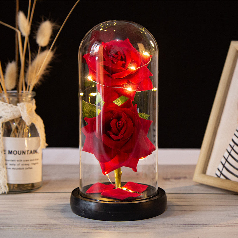 Rose Eternelle sous cloche avec Led